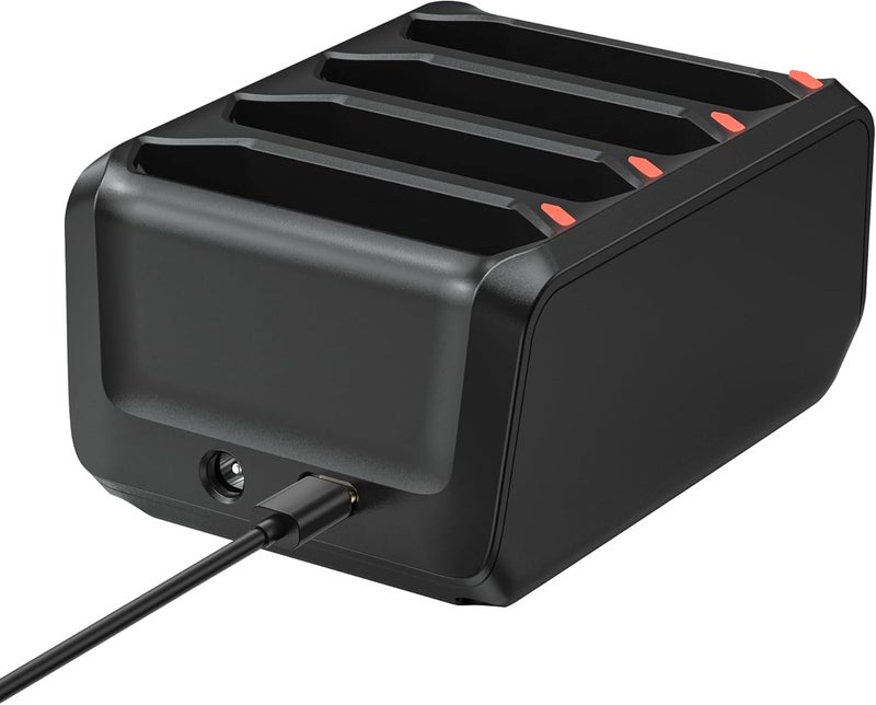 E EGOWAY 4-Slot Battery Charging Cradle Kit for Zebra TC70 TC75 TC77 TC7X-4BTYC1 Barcode Scanners, Compatible with BT-000318 Battery, Charger Station with Type-C Cable, Black - Image 1